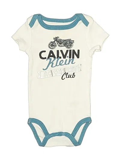 Pre-owned Calvin Klein Babies' Short Sleeve Onesie In Ivory