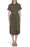 Calvin Klein Short Sleeve Pleated Shirtdress