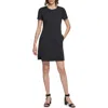 Calvin Klein Short Sleeve Ponte Sheath Dress In Black