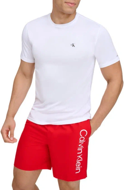 Calvin Klein Short Sleeve Rashguard Swim Top In Red