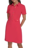 Calvin Klein Short Sleeve Shirtdress In Lipstick