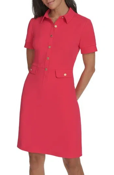 Calvin Klein Short Sleeve Shirtdress In Lipstick