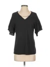 Calvin Klein Short Sleeve Top Black Cold Shoulder Neckline Tops In Black