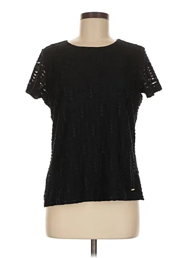 Pre-owned Calvin Klein Short Sleeve Top Black Crew Neck Tops