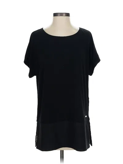 Pre-owned Calvin Klein Short Sleeve Top Black Scoop Neck Tops