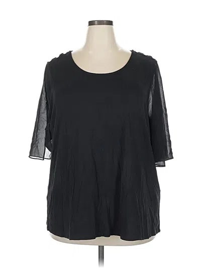 Pre-owned Calvin Klein Short Sleeve Top Black Scoop Neck Tops