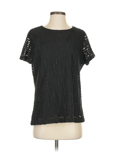 Pre-owned Calvin Klein Short Sleeve Top Black Square Neckline Tops
