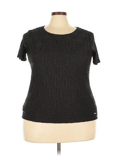 Pre-owned Calvin Klein Short Sleeve Top Black Square Neckline Tops