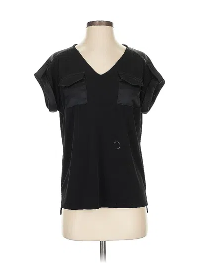 Pre-owned Calvin Klein Short Sleeve Top Black V Neck Tops