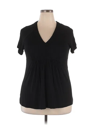 Pre-owned Calvin Klein Short Sleeve Top Black V Neck Tops