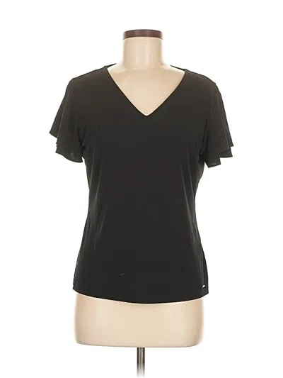 Pre-owned Calvin Klein Short Sleeve Top Black V Neck Tops