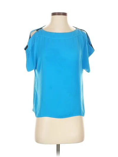 Pre-owned Calvin Klein Short Sleeve Top Blue Cold Shoulder Neckline Tops