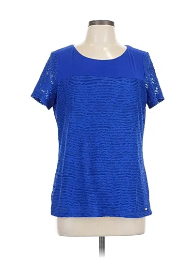 Pre-owned Calvin Klein Short Sleeve Top Blue Crew Neck Tops