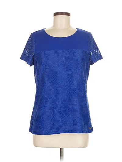 Pre-owned Calvin Klein Short Sleeve Top Blue Crew Neck Tops