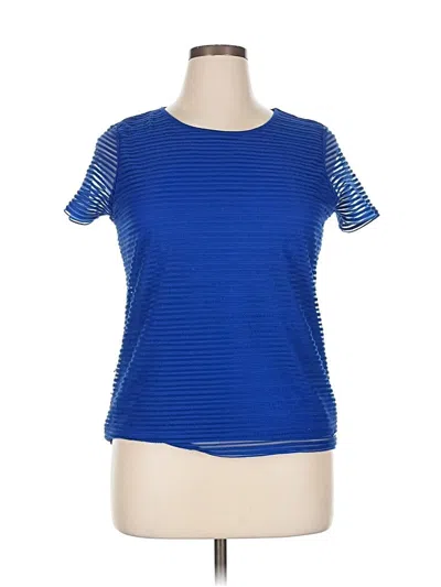 Pre-owned Calvin Klein Short Sleeve Top Blue Crew Neck Tops
