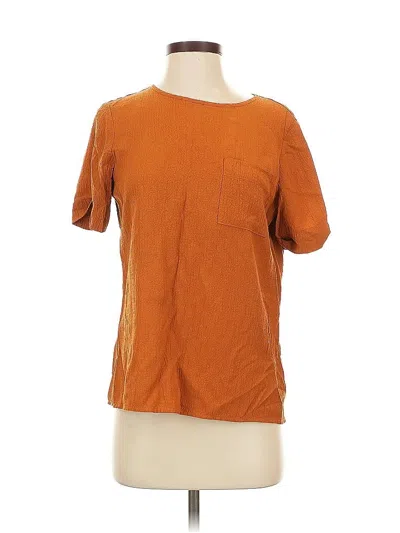 Pre-owned Calvin Klein Short Sleeve Top Brown Crew Neck Tops