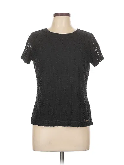 Pre-owned Calvin Klein Short Sleeve Top Gray Crew Neck Tops