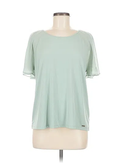 Pre-owned Calvin Klein Short Sleeve Top Green Cold Shoulder Neckline Tops