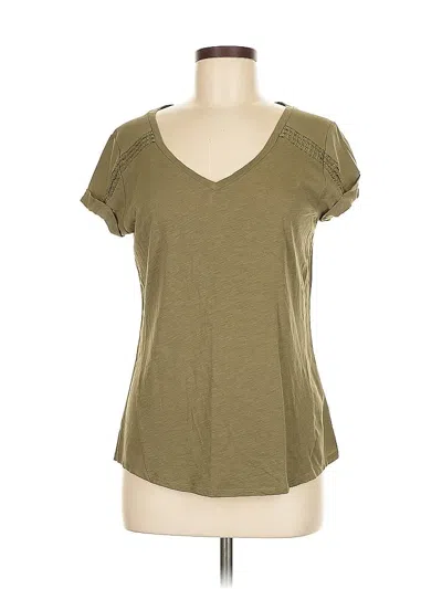 Pre-owned Calvin Klein Short Sleeve Top Green Scoop Neck Tops