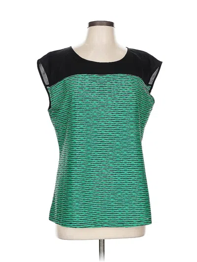 Pre-owned Calvin Klein Short Sleeve Top Green Scoop Neck Tops