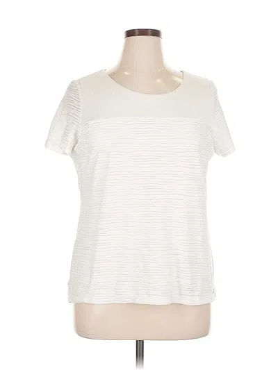 Pre-owned Calvin Klein Short Sleeve Top Ivory Crew Neck Tops In White