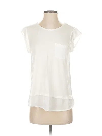 Pre-owned Calvin Klein Short Sleeve Top Ivory Crew Neck Tops In White