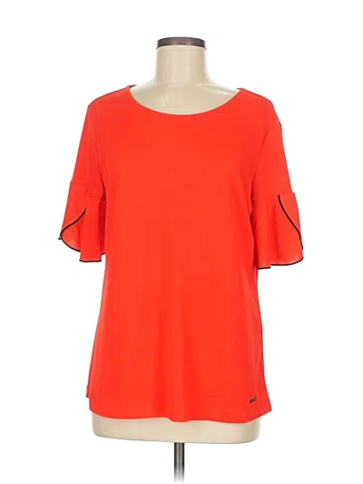 Pre-owned Calvin Klein Short Sleeve Top Orange Cold Shoulder Neckline Tops