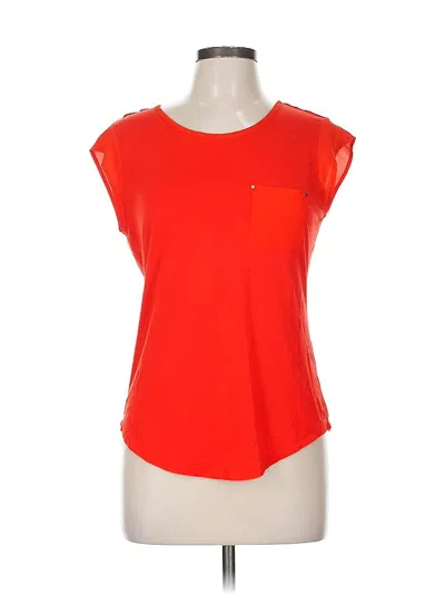 Pre-owned Calvin Klein Short Sleeve Top Orange Scoop Neck Tops