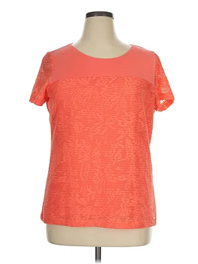 Calvin Klein Short Sleeve Top Orange Scoop Neck Tops In Red