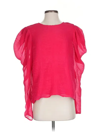Pre-owned Calvin Klein Short Sleeve Top Pink Cold Shoulder Neckline Tops