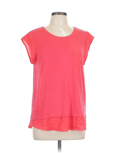 Pre-owned Calvin Klein Short Sleeve Top Pink Scoop Neck Tops