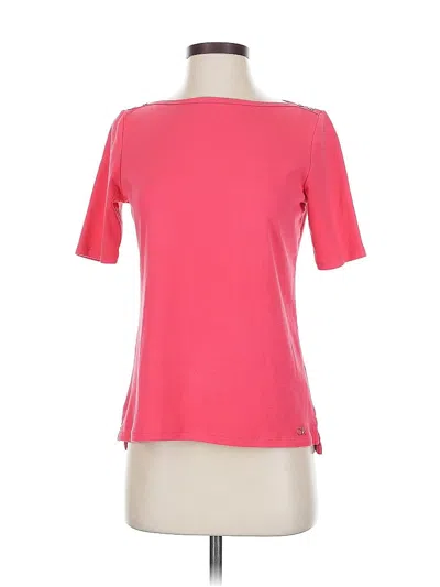 Pre-owned Calvin Klein Short Sleeve Top Pink Sweetheart Neckline Tops