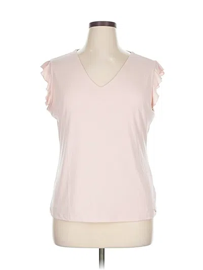 Pre-owned Calvin Klein Short Sleeve Top Pink V Neck Tops