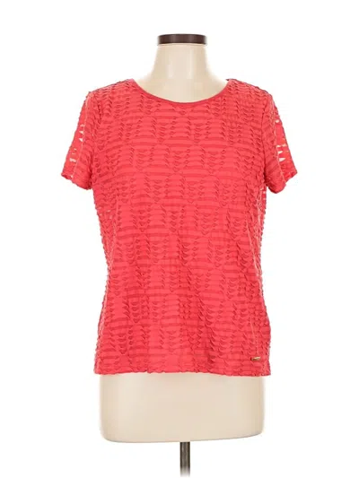 Pre-owned Calvin Klein Short Sleeve Top Red Crew Neck Tops