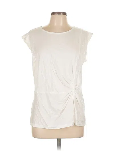 Pre-owned Calvin Klein Short Sleeve Top White Cowl Neck Tops
