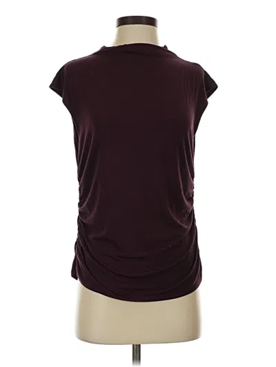 Pre-owned Calvin Klein Short Sleeve Turtleneck In Burgundy