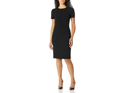 Calvin Klein Short Sleeved Seamed Sheath Dress In Black