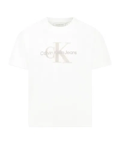 Calvin Klein Kids' Short-sleeved T-shirt In White