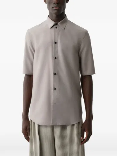 Calvin Klein Short-sleeve Button-up Shirt In Gray