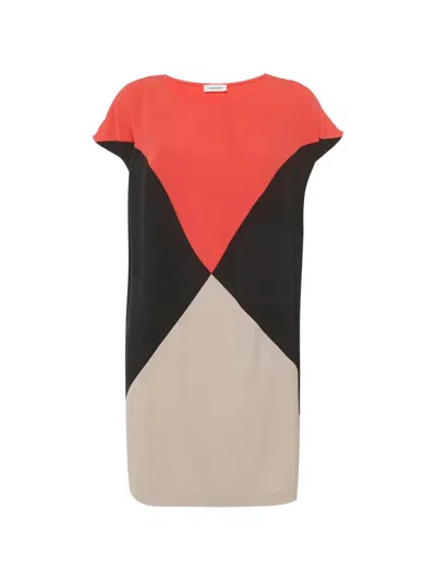 Pre-owned Calvin Klein Short-sleeve Midi Dress In Red