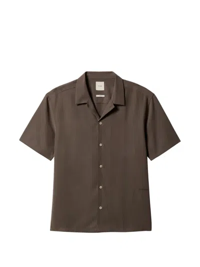 Calvin Klein Short-sleeved Camp-collar Shirt In Brown