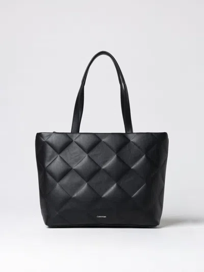 Calvin Klein Medium Quilted Tote Bag In Black