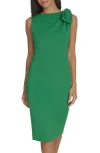 Calvin Klein Side Bow Sleeveless Scuba Knit Sheath Dress In Green