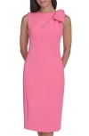 Calvin Klein Side Bow Sleeveless Scuba Knit Sheath Dress In Pink