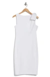 Calvin Klein Side Bow Sleeveless Scuba Knit Sheath Dress In White