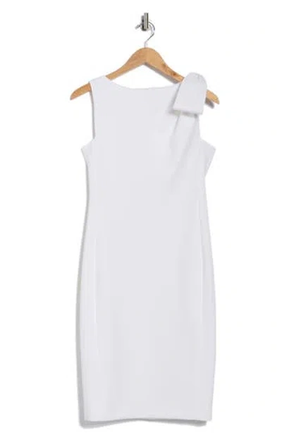 Calvin Klein Side Bow Sleeveless Scuba Knit Sheath Dress In White