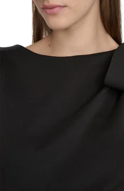 Calvin Klein Side Bow Sleeveless Scuba Sheath Dress In Black