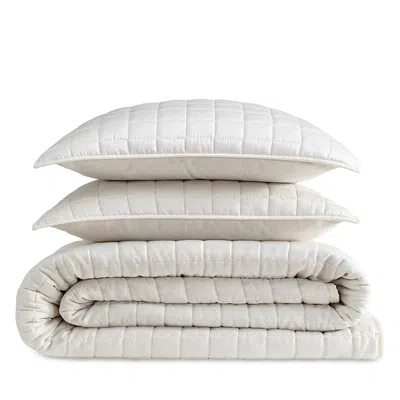 Calvin Klein Signature Solid Tencel 3 Piece Quilt Set, Queen In White