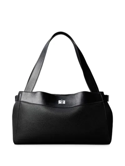 Calvin Klein Signature Turn-lock Tote Bag In Black