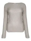 Calvin Klein Boat Neck Silk Blend Relaxed Sweater In Grey